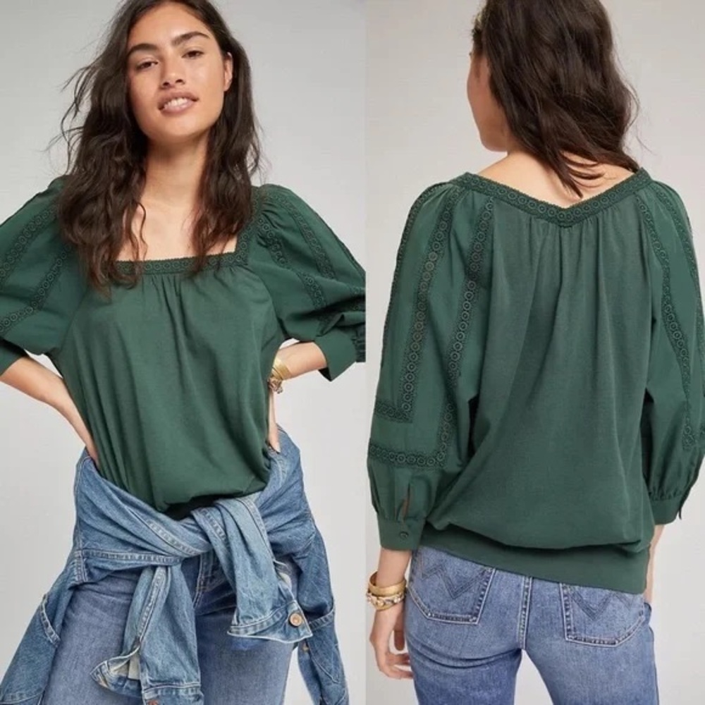 Anthropologie Green Blouse